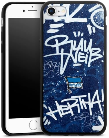 Slim Case extra dünn kompatibel mit Apple iPhone 8 Silikon Handyhülle schwarz Hülle Hertha BSC Graffiti Offizielles Lizenzprodukt