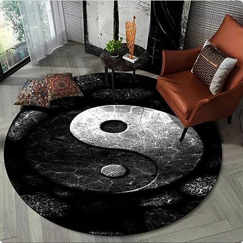 Runder Teppich chinesisches tai chi Bagua Yin Yang Bereich Teppich, Teppich für Wohnzimmer Schlafzimmer spielzimmer dekor,Durchmesser 200cm