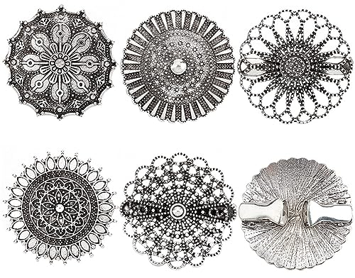 GORGECRAFT 5 Stile Runde Vintage-Cardigan-Clips Kleid-Cinch-Clips-Set Blumen-Retro-Brosche Pullover Schalkragen-Verschlüsse Abzeichen Taillenstraffer-Brosche Schal Umhang Frauen Antik-Silber Tragen