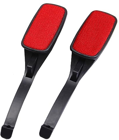 Lam-lord Lint Remover Brush, 2pcs Double Sided Fluff Brush, Reusable Fur & Lint Remover For Clothes Carpet Dandruff Coat Lint Brush(black+red)