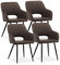 CLIPOP Esszimmerstühle, 4er Set, Polsterstühle mit Armlehnen, Metallbeine, Kunstleder Bezug, Kunstleder Braun, bis 150 kg belastbar, für Arbeitszimmer, Wohnzimmer, Schlafzimmer (4er, Kunstleder Braun)