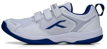 HUNDRED Herren Court Star Non-Marking Badminton Shoes for Kids/Junior (White/Navy, EU 37/UK 3/US 4) | Lightweight | X-Cushion | Indoor Use: Tennis, Squash, Table Tennis, Basketball & Padel