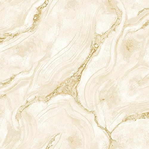 Palmetto Agate Marble Wallpaper - Natural Gold and Cream - Metallic Effect Textured Modern Contemporary