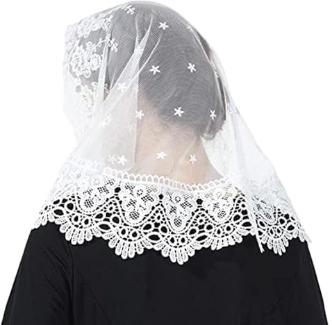 FOLODA Damen Kopftuch Mit Blumenmuster Stickerei Spitze Für Damen Reisen Atmungsaktiv Schal Für Hochzeit Kirche Beerdigungen Beten Spitzen Kopftuch Damen Kopftuch Damen Spitzen Kopfbedeckung