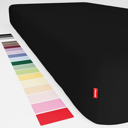 Schuette® Spannbettlaken • 80x200 cm • Wow! Kollektion: Beyond Black (Schwarz) • 100% Superfluff Baumwolle, Blickdicht, Faltenfrei • mit Rundumgummi • Matratzenhöhe bis 25 cm