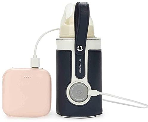 Bottle Warmer Bag, 3 Temperature Adjustable Portable Baby Milk Bottle Warmer with Data Cable for Home and on The Go (Navy Blue)