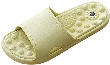 Hausschuhe Weich Schlappi Schlappen Badelatschen Damen Paar Schuhe einfarbige rutschfeste Fußmassage Hausschuhe Sommer Home Badezimmer Plattform Unisex Badelatschen Offener Zehentranner (Green, 37)