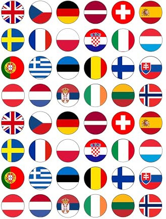 48 Europe European Eurovision Flags Edible Wafer Paper Cake Toppers Decorations - Olympics