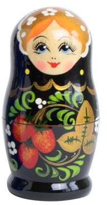 rukauf Hohlama Rossijanotschka Matrjoschka Matröschka Matroschka Babuschka 11cm Höhe - 5 Holz-Puppen - Verschiedene Motive - Holzpuppe Матрёшка хохлама Matruschka chohlama (Schwarz)