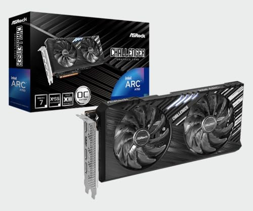 ASRock Intel Arc A750 Challenger SE 8GB OC 16 Gbps 256 bit GDDR6 7680 x 4320 Dual Fan 0dB Silent Cooling Video Graphics Card 650W