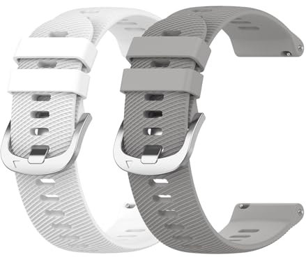 Garmcool 2 Pack 18mm Bracelets Compatible avec Garmin Venu 2S/Venu 3S/Vivoactive 4S/Forerunner 255S Bracelet Gris Blanc Sangles Sport Silicone pour Hommes Femmes (Pas de Tracker)