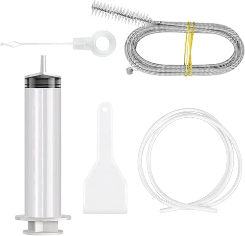 Fridge Dredger and Cleaning Set, 5 Pcs Fridge Drain Hole Cleaning Tool, Fridge Emptying Dredger and Cleaning Set, Fridge Cleaning Syringe Kit for Refrigerator Cleaning, Kitchen Drain Hole Remover