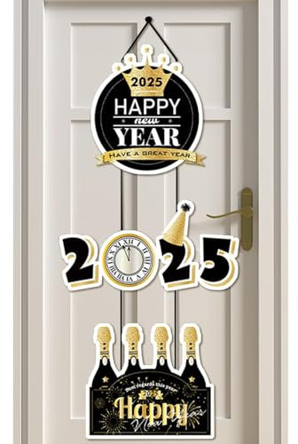 ZHUMCCY Panneau de porte « Bonne année », décorations de porte du Nouvel An | Décor du Nouvel An chinois | Panneau de porche de bonne année 2025, décorations de fête du printemps pour la porte de la
