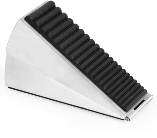 Optish Heavy Duty Door Stopper, Adjustable Spring Large Stopper, 3 Inches High Tall Wedge Stoppers for Bottom of Door, Door Stop Suits Any Heavy Door, Silver