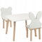 PlayPals Furniture Kindertisch mit 2 Stühlen Set 50 x 60 x 47 cm aus Holz, Bär- und Hasen-Design, Sitzgruppe Kinder, Kinderzimmer Möbel