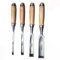Set di 4 scalpelli in legno, rotonde, curve, con bordo semicircolare in acciaio CR-V, 8 mm, 12 mm, 18 mm, 24 mm, per artigianato fai da te (bordo interno)