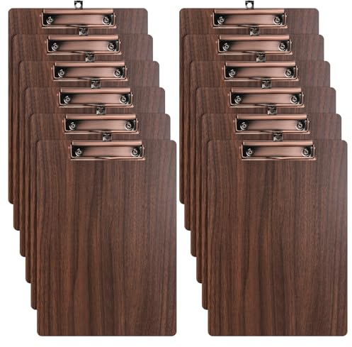 SOYIRI Porte-Blocs A4 en Bois,12 Pièces Planchettes à Pince Avec Clip | Clipboard Porte-Formulaires