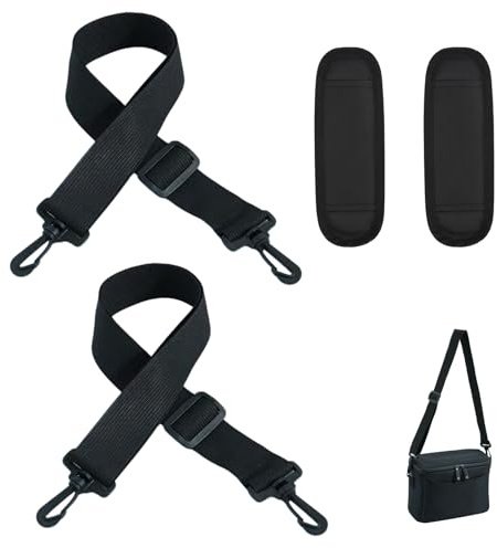 2 Verstellbare Schultergurte + 2 Schultermatten mit Karabiner, Universal Nylon Ersatz Schulterriemen, Geeignet für Umhängetaschen, Handtaschen, Laptoptaschen und Kamerataschen, Langlebig Komfortabel