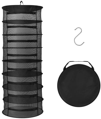 chefeggukk 8-Schicht-Kräuter-Trockengestell Pflanze hängend Mesh trocknen Netz zusammenklappbar Pflanze trocknen Netz mit Garten Baumschere, S Hang Schnalle