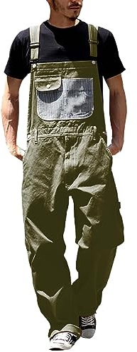 Men's Work Bib Overalls Loose Fit Workwear Dungarees Sloppy Coveralls Plus Size Lightweight Ripstop Jumpsuit with Adjustable Straps Big Pocket