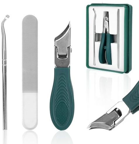 3pcs Ingrown Toenail Clippers Set, Professional Eagle Beak Beveled Nail Clippers Cutter with File & Tear Tool Anti-Splash Toenail Removal Kit for Thick Nails & Seniors