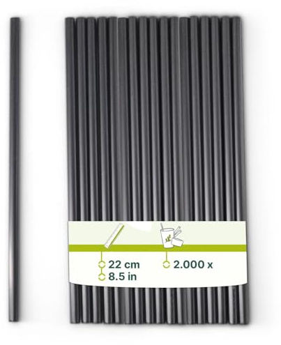 Mehrweg Strohhalme 22 cm, Ø 0,7 cm, schwarz