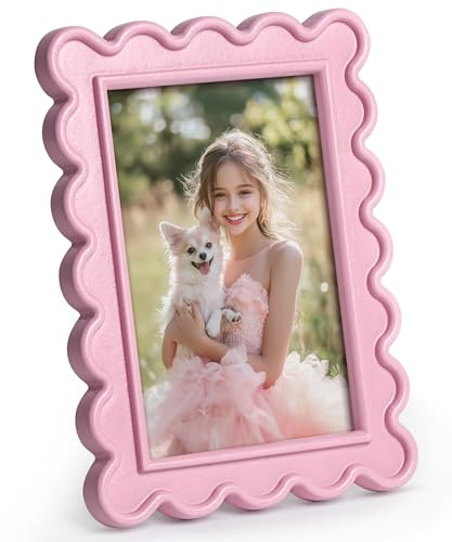 Afuly Bilderrahmen 10x15 Rosa Moderne Fotorahmen Kurven Picture Frame Tisch Wanddeko Schlafzimmer Hochzeit Geburtstag Umzug Jahrestag Geschenke für Frauen Mama Papa Couple Freunde Famili