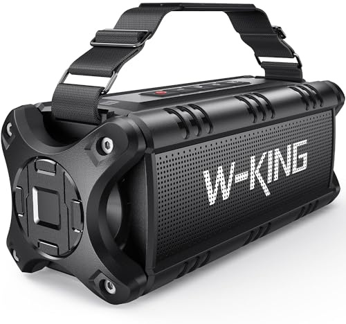 W-KING Bluetooth Lautsprecher, 90W Peak Outdoor Musikbox, IPX6 Wasserdicht | 50W RMS Subwoofer, Tragbarer Musikbox Deep Bass, Boombox, DSP, 40H Akku, AUX, EQ, TF, Camping, Strand, Garten
