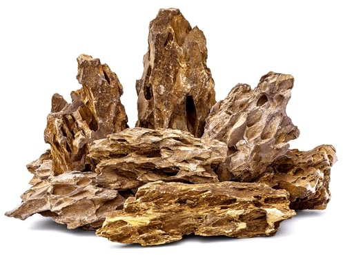 FISCAPE 15,5-20,5 cm Natürlicher Drachenstein, 6 STK. Große Aquarium-Steine für Aquascaping, Terrarien & Aquariendekor