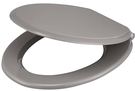 GoodHome Abattant WC Pilica Gris en Bois Moulé avec Frein de Chute