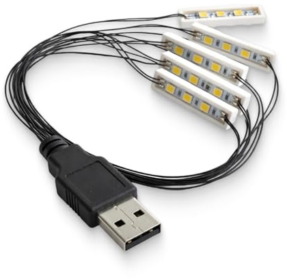 CanQuanSWZX 6 Stück LED Downlights 1x4-Steine/Warmweiß, USB-betrieben, Kompatibel mit Bausteinen, 4-in-1 LED Leuchten für Modellbau, MOCs und DIY-Projekte