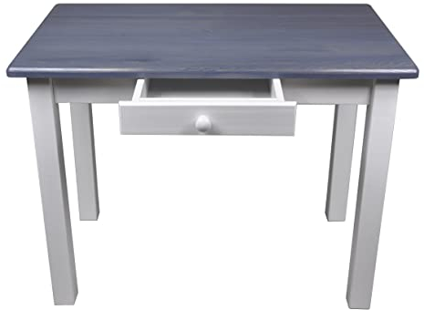 Magnetic Mobel Esstisch mit Schublade Küchentisch Tisch Restaurant Massiv Holz Kiefer (50x90, Grau/Blau)