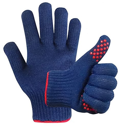 MIG4U Grillhandschuhe, Ofenhandschuhe, extrem 500 Grad, hitzebeständige Grillhandschuhe mit lebensmittelechten rutschfesten Silikonpunkten zum Kochen, Grillen, Backen, Smoker, Grillen, Küche (25,4 cm,