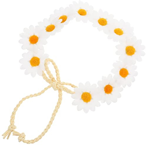 Blumenstirnband Hippie Stirnband Damen Blumen Gänseblümchen Blumenkranz Blumen Haarkranz (weiß)