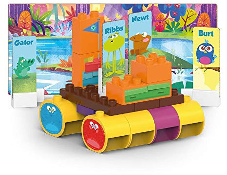 BiOBUDDi BB-0149 Bausatz Swampies - Swamp Raft, biologische Bausteine zum Stecken, kompatibel zu anderen Marken, hergestellt aus Bio Kunststoff, 21 Klemmbausteine