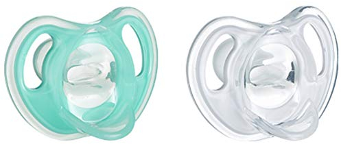 Tommee Tippee Ultra-light Dummies, 0-6 months, 2 pack of one piece silicone, BPA free Dummies