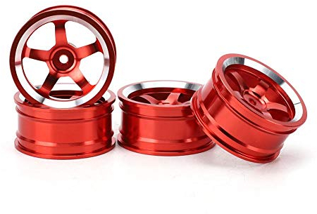 Tbest 4 Stück RC-Auto-Radnaben, 1/10 aus Aluminiumlegierung, Radnaben-Adapter, Felgenadapter, Set für 94123 Tour Drift Auto (rot)