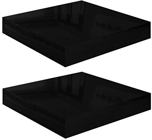 vidaXL 2X Wandregal Schwebend Hängeregal Wandboard Bücherregal Regalbrett Schweberegal CD DVD Regal Dekoregal Hochglanz-Schwarz 23x23,5x3,8cm MDF