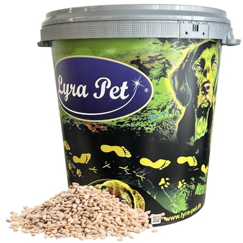 Lyra Pet® 10 kg Sonnenblumenkerne geschält Neue Ernte in 30 L Tonne | Ganzjähriges Wildvogelfutter - Ideal für Jungtiere - Wertvolles Streufutter - Energiespender ohne Schale - Sommer und Winter