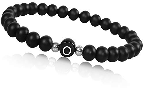 HLenyoy Armband mit Buchstabe Perlenarmband für Pärchen Onyx Partnerarmband für Beste Freundin