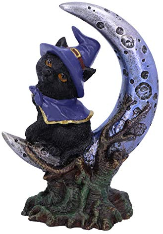 Nemesis Now Sooky-Hexentierfigur, Schwarze Katze und Halbmond, 11,5 cm U5437T1