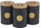 Homiu Tea Coffee and Sugar Storage Container Airtight with Bamboo Lid, Food Storage Jars Set of 3, Black Carbon Steel Kitchen Canister, 11 x 17 cm (Tea, Coffee and Sugar Canisters)
