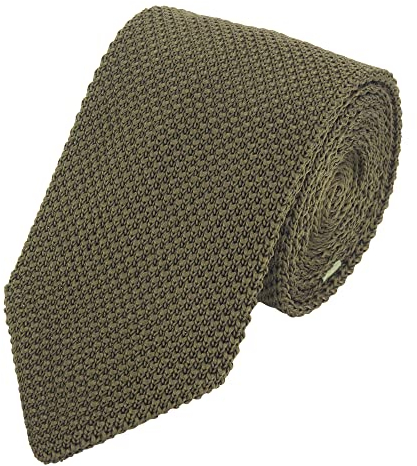 WANYING Herren 7cm Schmale Strickkrawatte 2,75 Zoll Gestrickte Narrow Krawatte Retro Sporty Casual Büro Basic für Gentleman - Einfarbig Olive Grün
