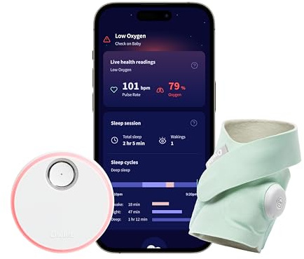 Owlet Dream Sock - Smart Baby Monitor View Heart Rate and Average Oxygen O2 as Sleep Quality Indicators. Wakings, Movement, and Sleep State. Digital Sleep Coach and Sleep Assist Prompts - Mint