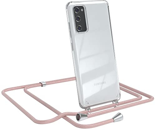 EAZY CASE Handykette kompatibel mit Samsung Galaxy S20 FE / S20 FE 5G Handyhülle mit Umhängeband, Handykordel mit Schutzhülle, Silikonhülle, Hülle mit Band, Stylische Kette für Smartphone, Rosé-Gold