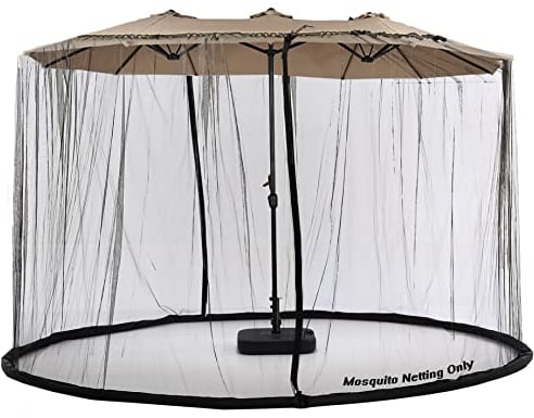 Moskitonetz, freitragender Terrassenschirm, Sonnenschirm, Terrassenschirm, Netz, doppelter Reißverschluss, Wasserpfeife, Boden, gebrauchter Terrassenpavillon, Doppel-Terrassen-Regenschirm, schwarz