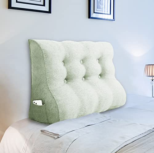 Johnear Rückenkissen Lendenkissen für Sofa Bett Rückenlehne Groß Leinen Bücherkissen Lesekissen Hohe Kopfteil zweireihig Kopfkissen Wandkissen Beinkissen (Weiß,100 x 26 x 55cm)