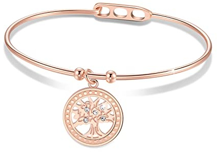 SIUMAL Bracelet Femme Jonc en Or Rose Argent Acier Inoxydable Bracelet pour Les Filles