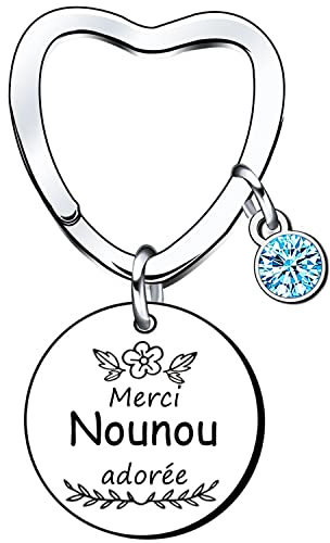 LKJHGF Cadeau pour Nounou Porte clés nounou | Merci Nounou adorée | cadeau nounou, porte-clefs nounou, porte-clés nounou