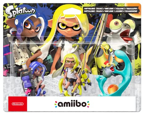 Amiibo Octaling (Bleu) + Inkling (Jaune) + Salmioche